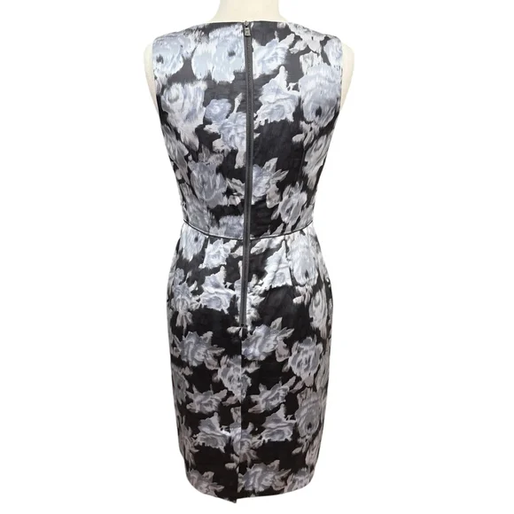 Ann Taylor Dress Size 6 Black Floral Print Sleeveless - Picture 6 of 9